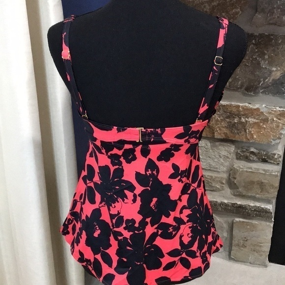 Soma Women's Underwire Swim Tankini, 34D, Red & Black - Picture 5 of 11